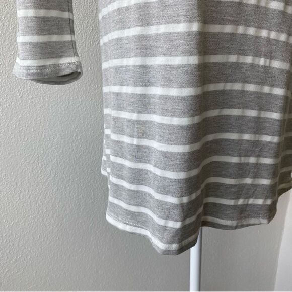 Miami for Francescas Pullover Hoodie Shirt Lace Detail Gray White Striped SZ S - Picture 9 of 12